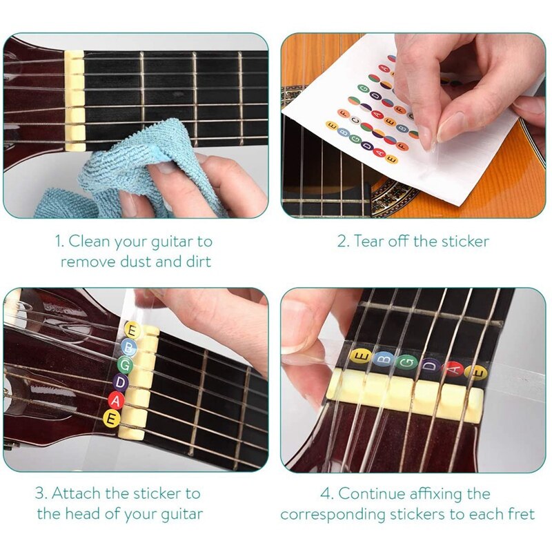 10Pcs Gitaar Sticker Musical Schaal Sticker Vinger Gids Sticker Voor Training Leren Beginner Gitaar Accessoires