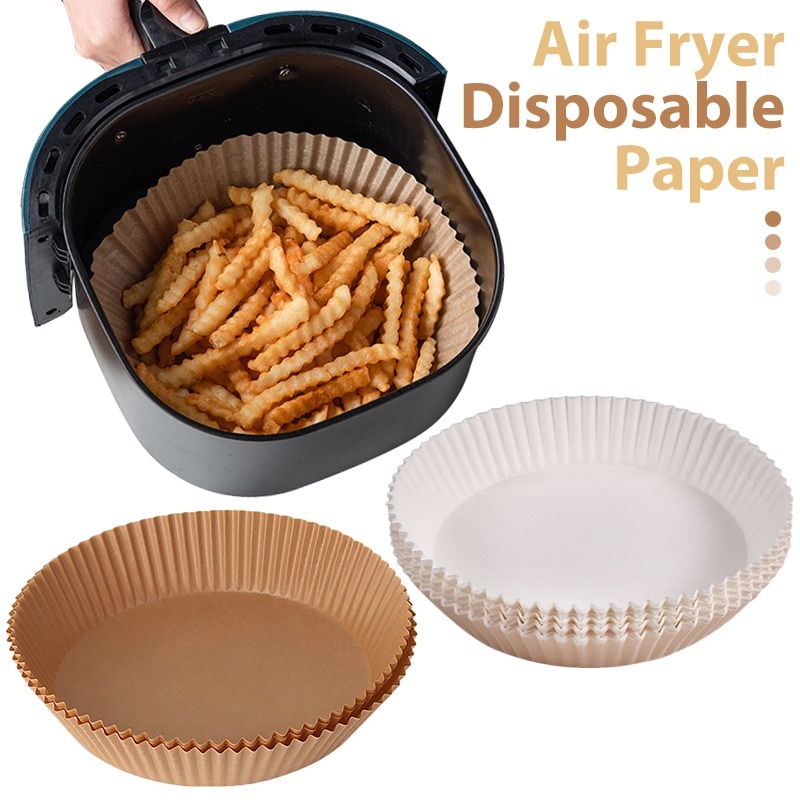 Freidora de aire con revestimiento de papel desechable, molde de pastel de forma redonda, moldes para hornear magdalenas, utensilios de cocina para hornear, DIY, 50/100 piezas