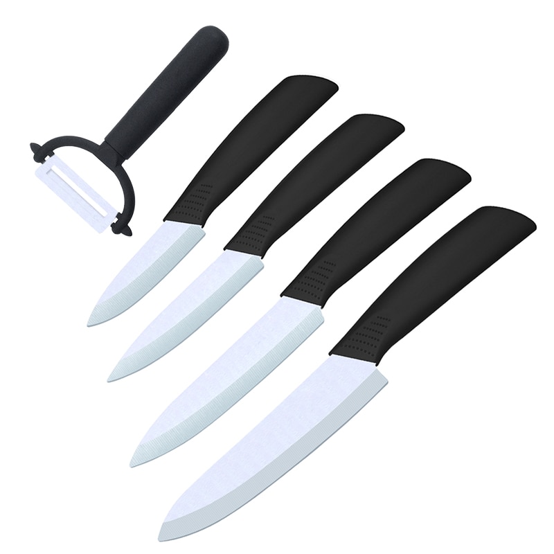 TONIFE Ceramic Knives Kitchen Knives 3 4 5 6 inch Chef Knife Cook Set+Peeler Zirconia Blade With Sheath