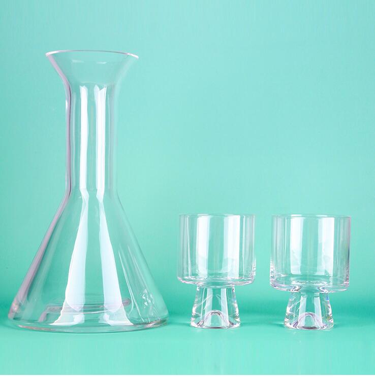 Jarra de cristal, jarra para agua cliente, hervidor frío, contenedor de jugo, botella de vidrio, bote de agua fresco, café, té, bebida para Cocina: Clear 1 Pot 2 Cups