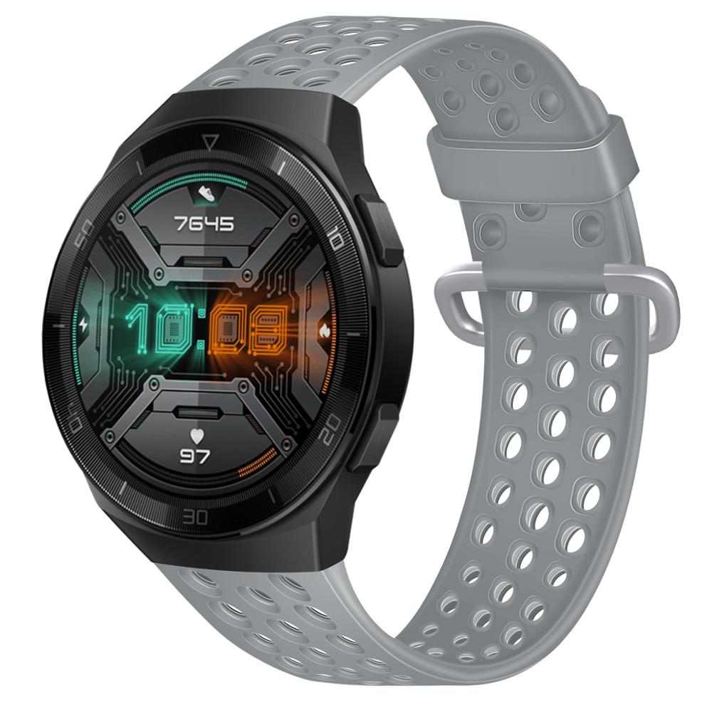 22mm armbånd silikon pustende reim huawei klokke  gt 2e bånd for huawei  gt2 46mm klokke rem erstatning armbånd tilbehør: Grå / For huawei  gt2 46mm