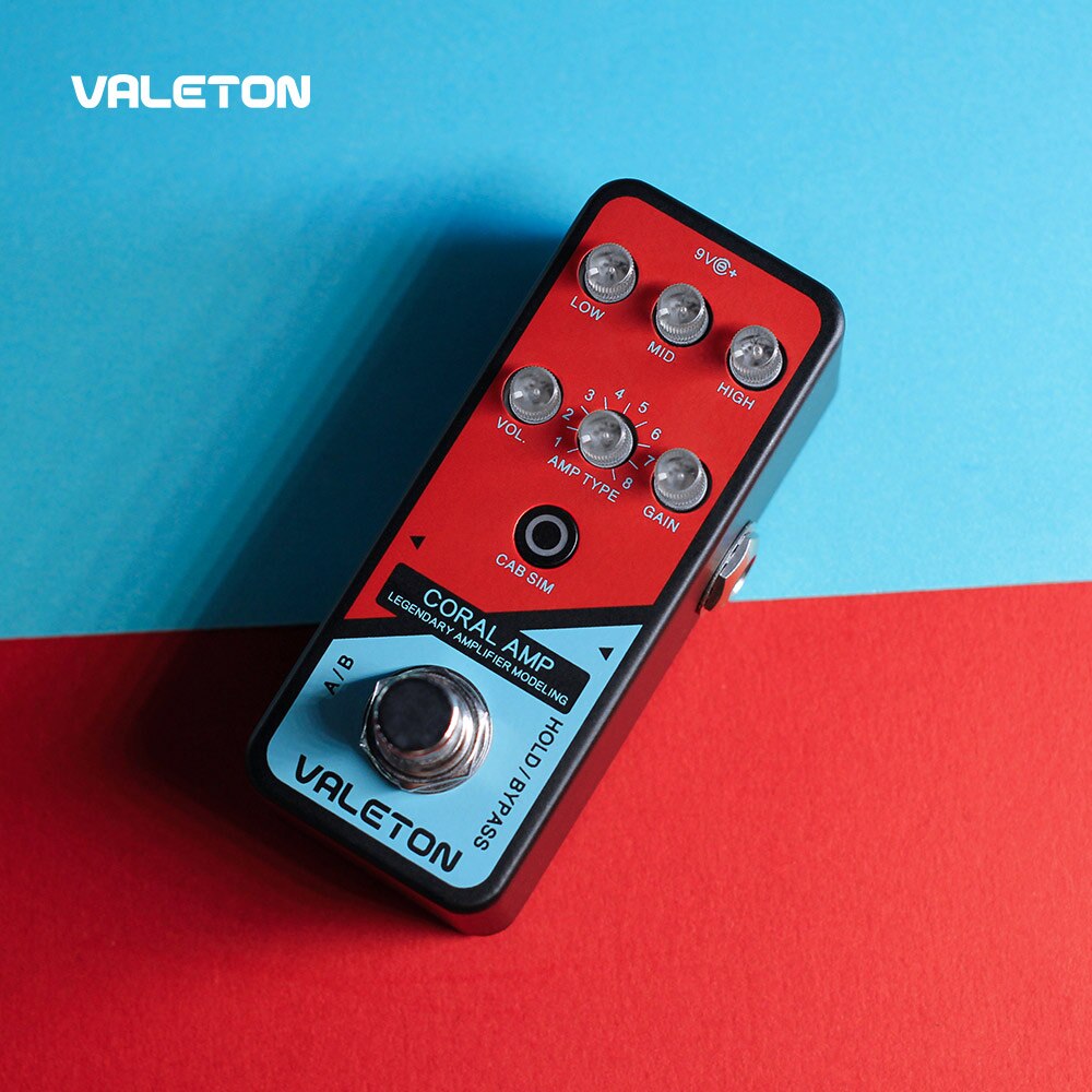 Valeton Amp Modeler Guitar Pedal Coral Amp of 16 Classic And Mainstream Guitar Amp Models Hi-Gain Distortion