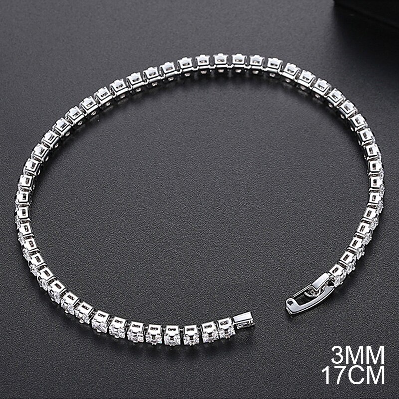 2020 di nuovo modo di lusso 925 sterling silver da tennis delle donne del braccialetto dei braccialetti per le donne regalo Di Natale del commercio all'ingrosso dei monili S5877: S5650-17CM-3MM