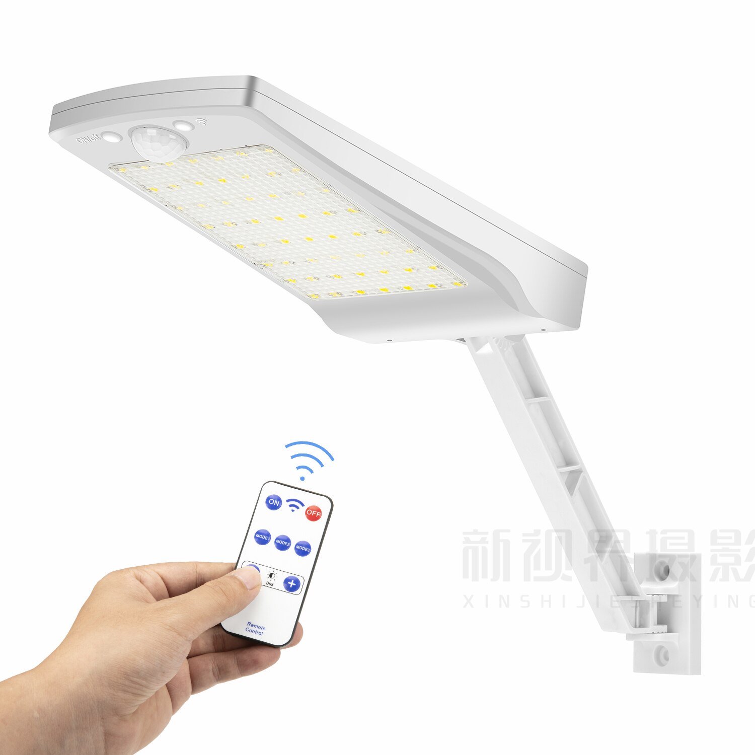 56 led solcellslampor utomhus gångväg trädgårdslampor vägglampa rörelsesensor-lampa fjärrkontrolllampa: Kd -56- vit 1 pack