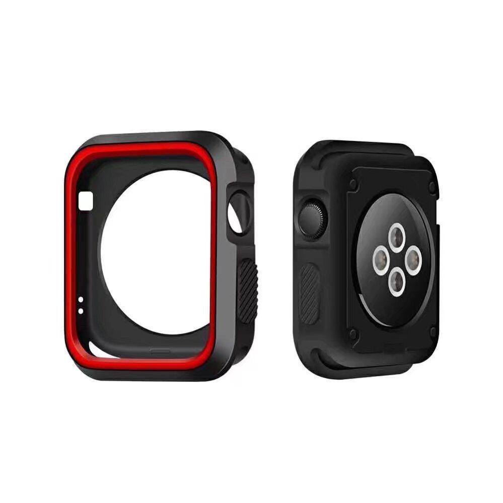Faldmodstand silikone cover til apple watch 4 urkasse iwatch series 1 2 3 4 dæksel 44/40/42/38mm urkasse skal: Sort rød / 42mm serier 1 2 3