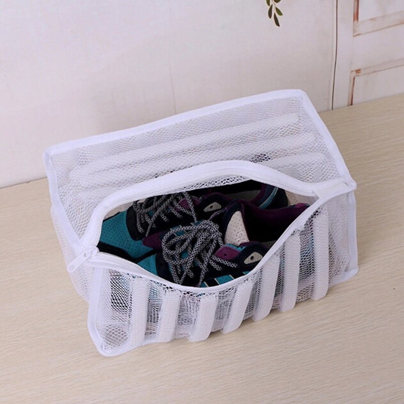Filet à linge rembourré blanc, sac de lavage pour la protection des chaussures dans la Machine à laver, sac de lavage et de séchage des chaussures,