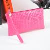 Bolso de mano de piel de cocodrilo para mujer, pochette de noche, tipo sobre,: Hot Pink