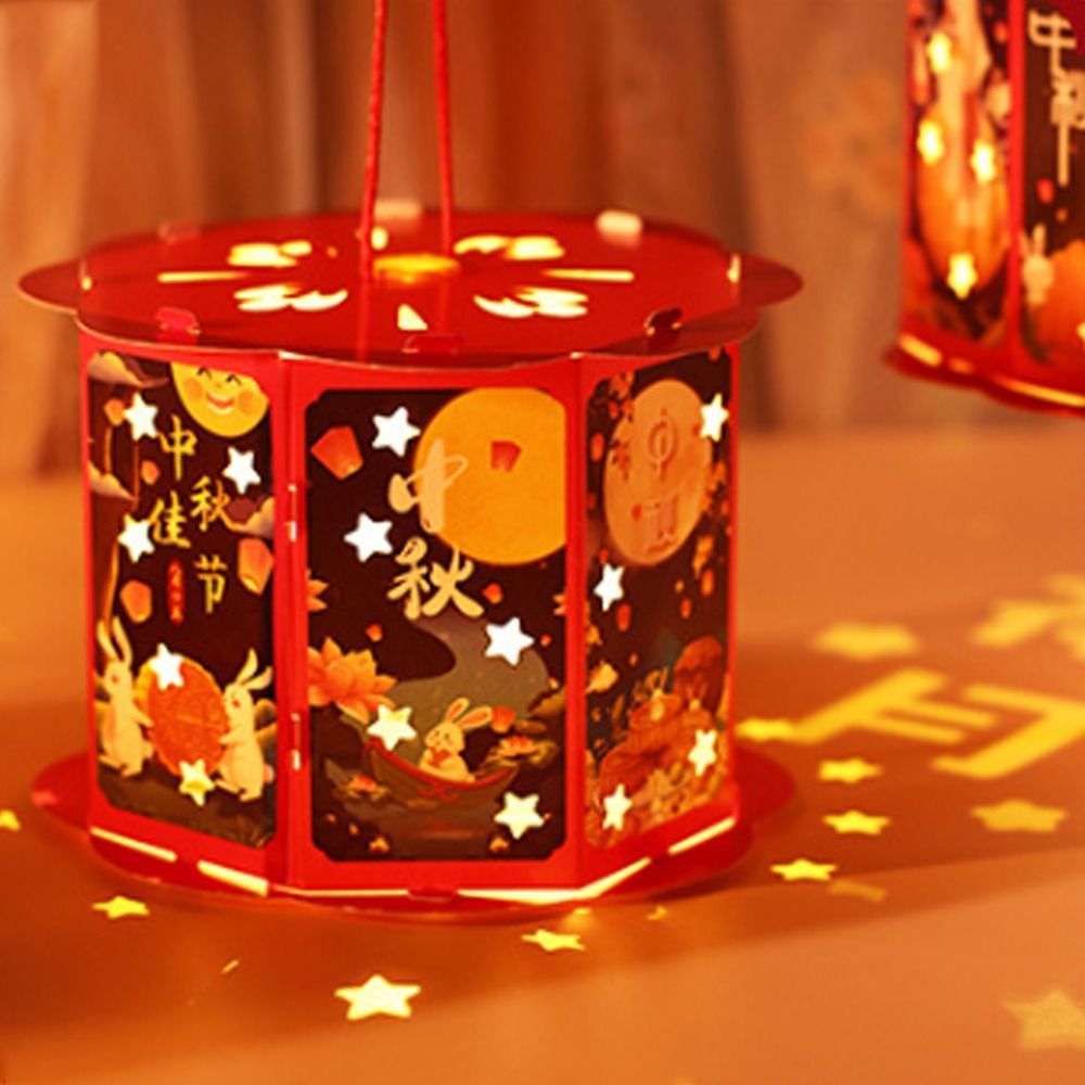 Linterna portátil china de dibujos animados, bendición tradicional, lámpara de papel de mano, linterna LED Cultural hecha a mano, juguetes para Festival de mediados de otoño