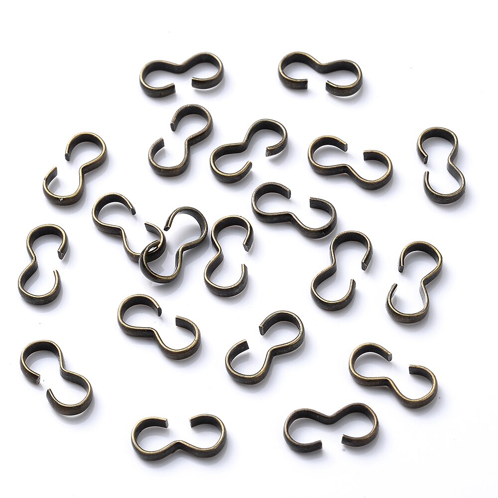 100 unids/lote de conectores de cierre de Metal, hebillas de parada chapadas en oro y plata para la fabricación de joyas DIY, pulsera, collar, accesorios de 4x8mm: bronze