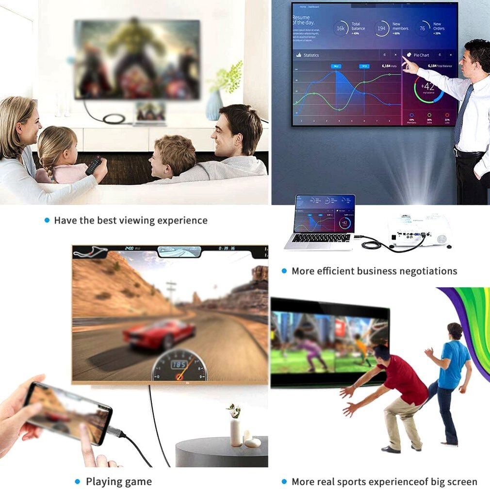 Usbc til mini displayport kabel 6ft usb type c tordenbolt 3 til mini dp ledning 4k praktiske bærbare kabler