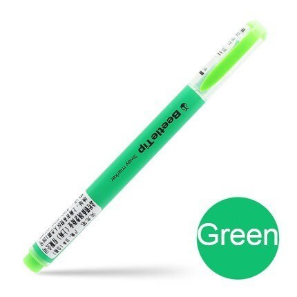 6 stk / sæt japan kokuyo bille skrå børste tip overstregningspenn 3- vejs markør linje kawaii farvemærke pen papirvarer: 1 grøn