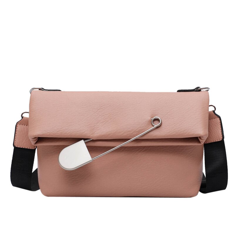 Jaarotyx kvinders crossbody taske kvinde taske forår firkantet taske kvindelig kæmpe clip læder skulder messenger taske: Lyserød