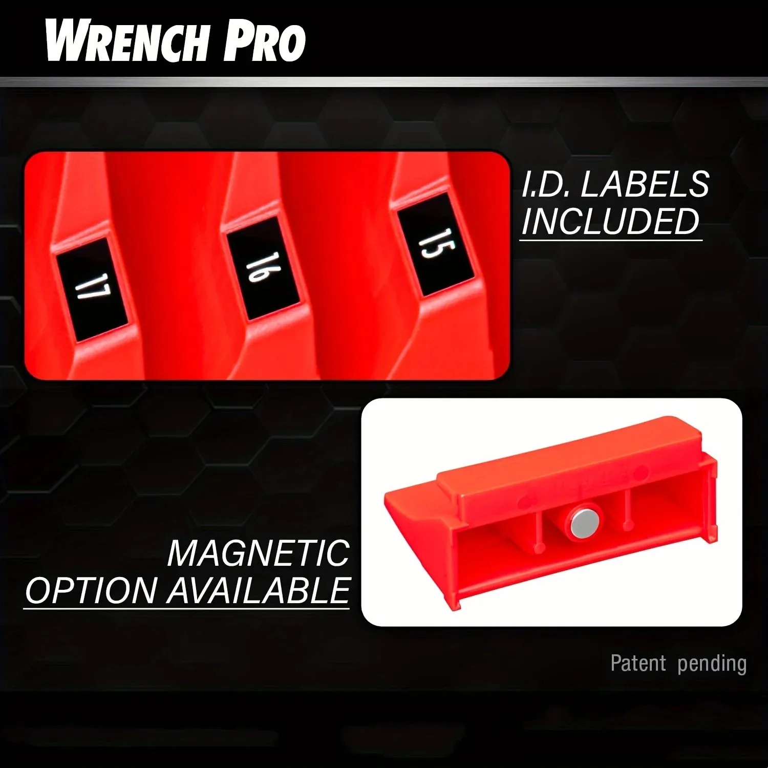 20pcs Wrench Pro Upright Storage Organizer Wrenches Magnetic Hexagonal Head Style - Modular Toolbox Holder Made Durable Plastic