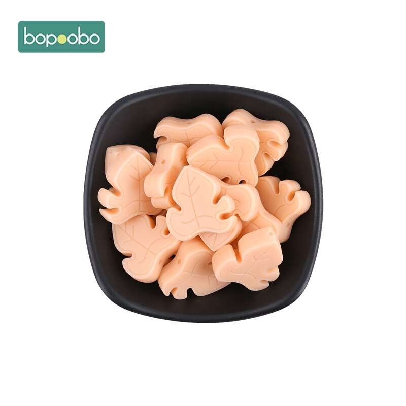 Bopoobo Silicone Teether Bead 10pcs BPA Free Silicone Turtle Leaf Beads Silicone Beads Baby Teething Beads Baby Teether: Peach