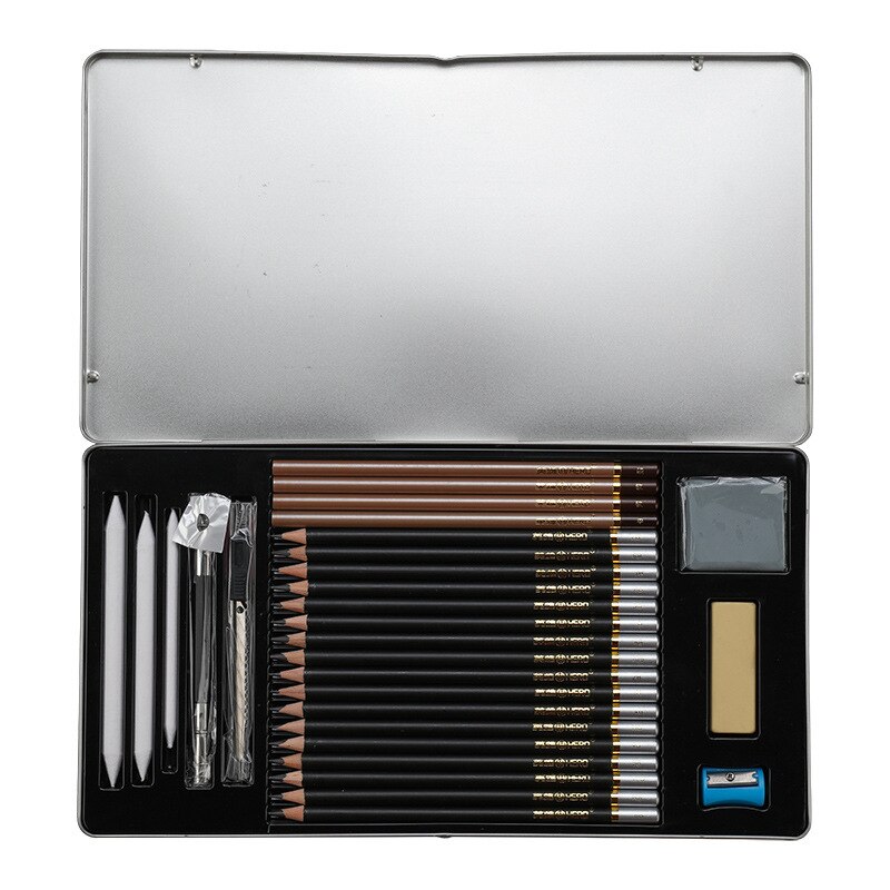 Drawing Pencils Kit Complete Artist Kit Graphite &amp; Charcoal Sketch Pencils Blending Stumps Art Supplies