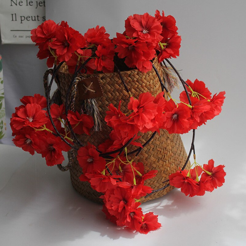 Flores artificiales de cerezo de mimbre Sakura de 180cm, guirnalda colgante de pared de vid y Flor de seda para decoración de hogar o boda