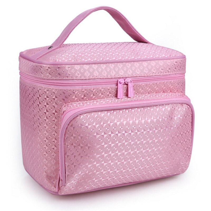 Make Up Bag Women Cosmetic Bag for Cosmetics Travel Organizer Toiletry kit female Makeup Bag and cases Large Toilet Necessaire: HW-Pink