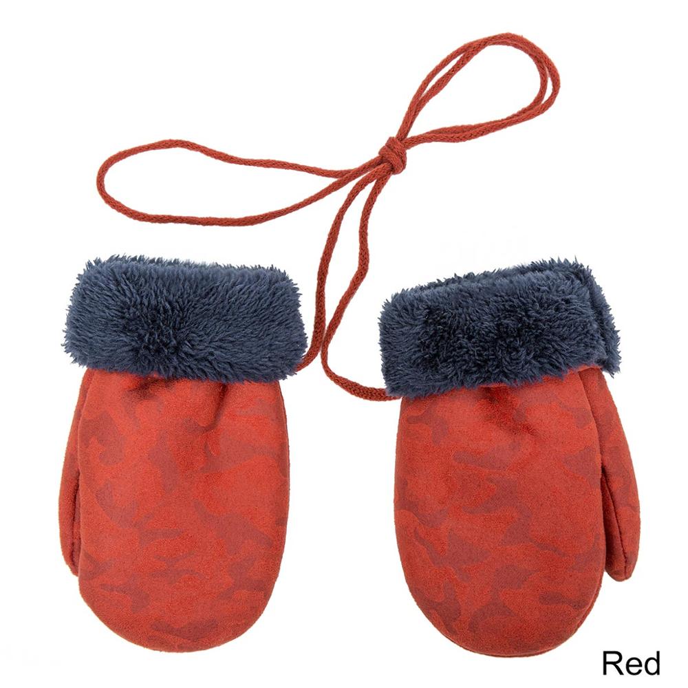 MOLIXINYU Winter Baby Gloves For Girls And Boys Suede Thicking Warm Solid Full Finger Gloves Mittens Outdoor Kids Glove: red