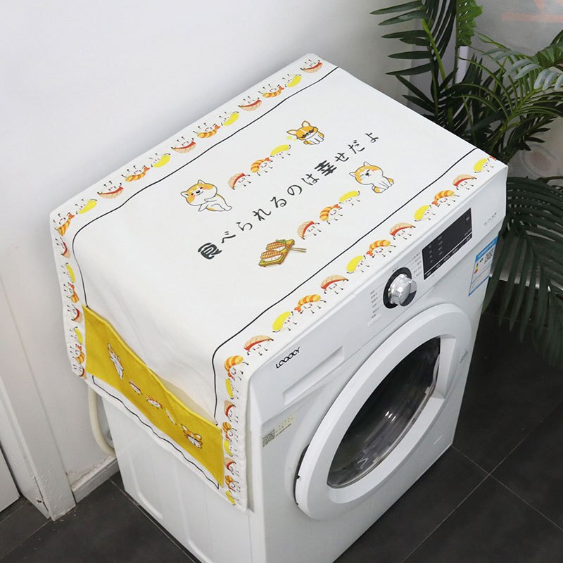 Housse de protection anti-poussière pour Machine à laver, motif dessin animé, étanche, pour réfrigérateur, avec rangement: 03