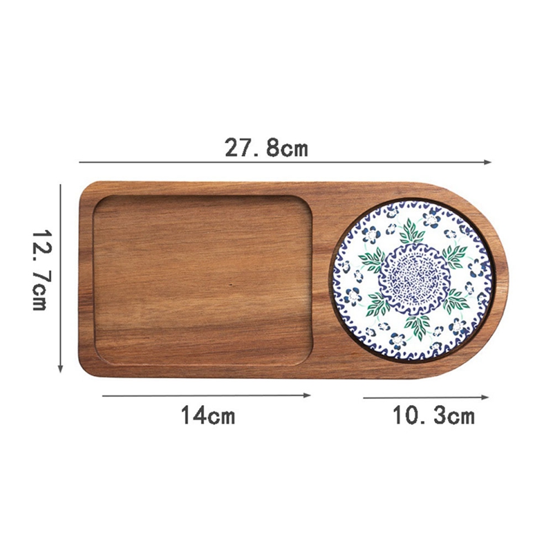 Bandeja de madera para café, plato de desayuno para servir comida, accesorios de decoración de mesa