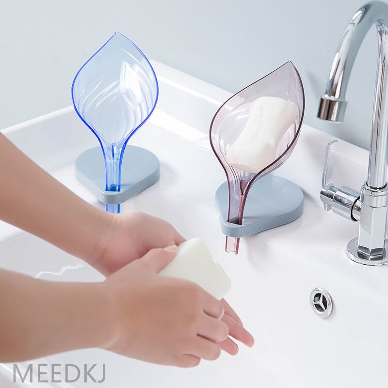 1 Uds. Caja de jabón creativa con forma de hoja, taza de succión sin perforaciones para baño, caja de jabón, estante para inodoro, desagüe, caja de jabón para lavandería