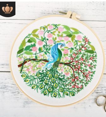 DIY Embroidery Kits with Flowers Plants Pattern for Beginners Full Range of Stamped Cross Stitch Kit with Embroidery Hoop: D