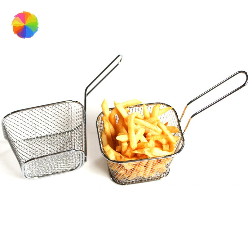 Mini Stainless Steel Chips Deep Fry Baskets Food Presentation Strainer Potato Cooking Tool Chef Basket Colander Tool