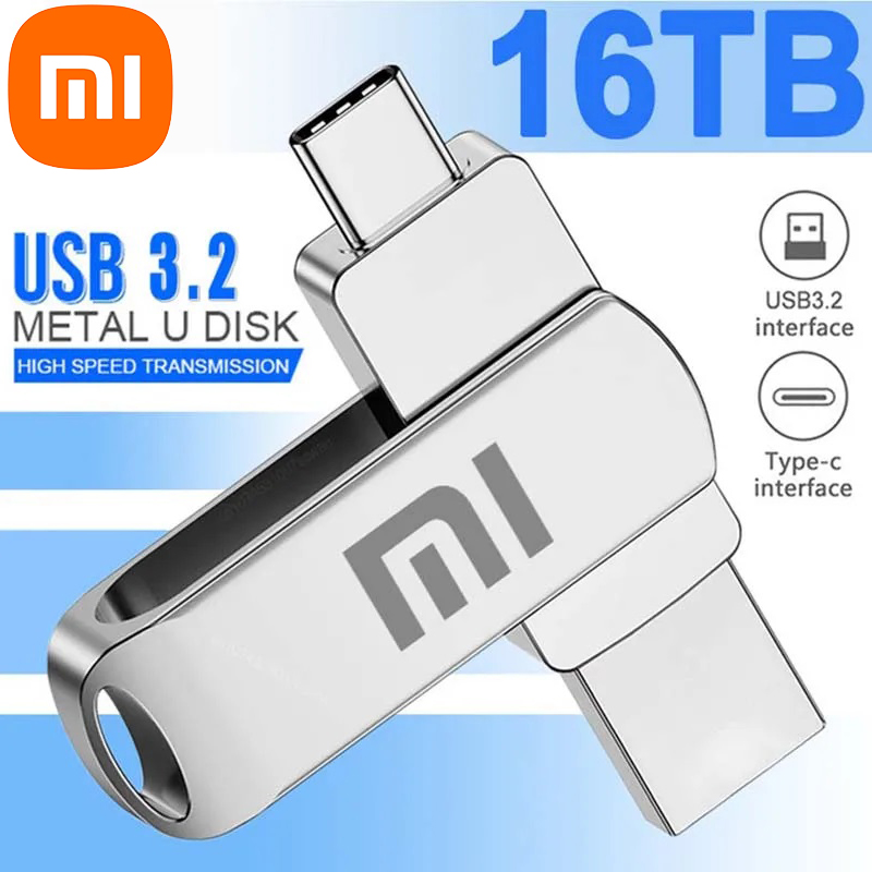 Xiaomi-Clé USB 3.2 en métal haute vitesse, clé USB étanche, clé USB de type C pour ordinateur, 16 To, 2 To, 512 Go