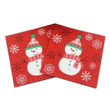 50 stuks Kerstmissneeuwman Gedrukt Servetten Wegwerp Tissue Houtpulp Diner Servetten Verjaardagsfeestje Supplies Xmas Gunsten