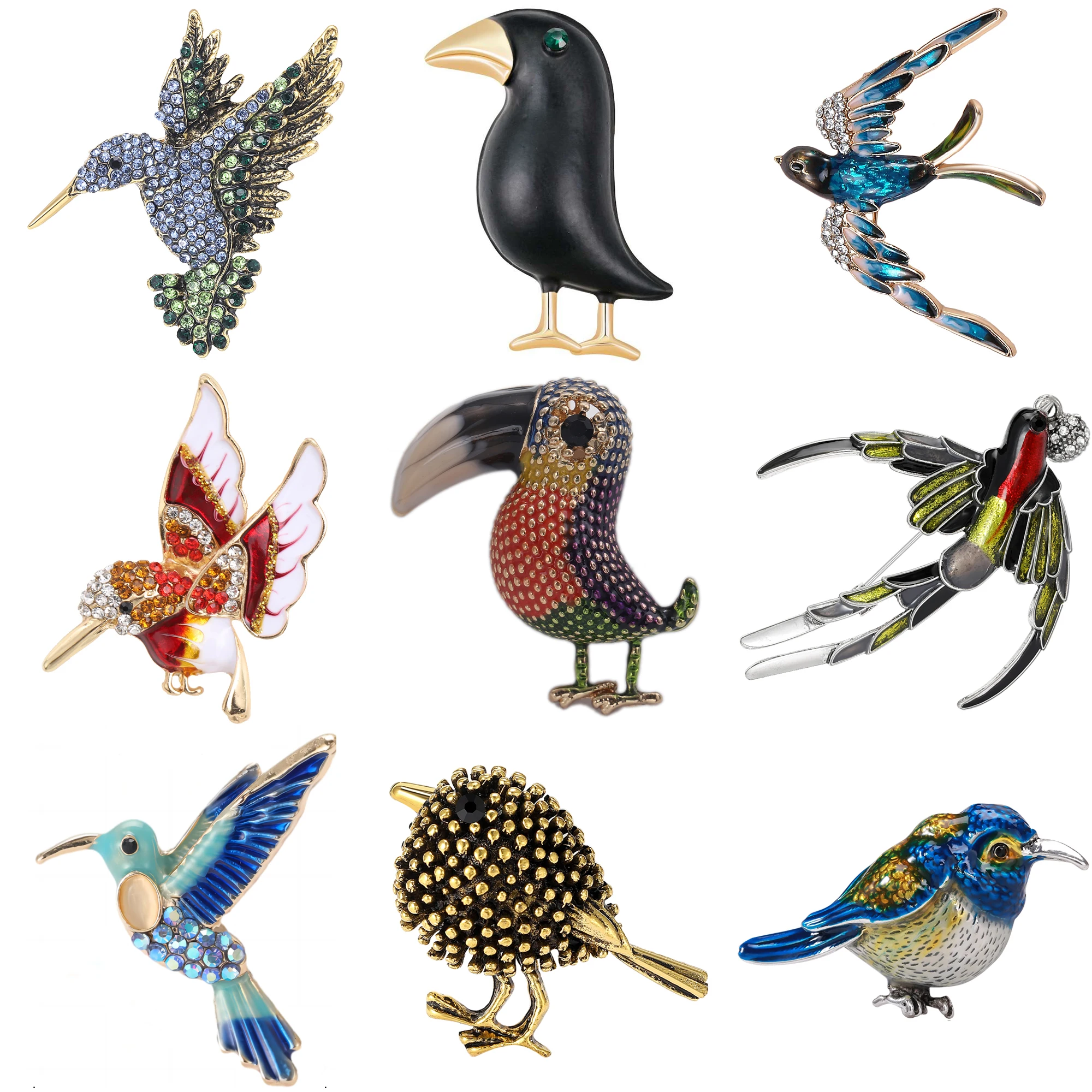 Emaille Vogel Broches voor Vrouwen Strass Zwaluw Pins Sparrow Badge Office Party Vriend Accessoires
