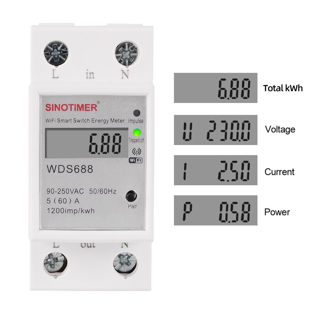 Single Phase 60A Universal 220V 110V Digital Energy Meter Electronic Watt KWH Meter with Weekly Programmable Timing Control
