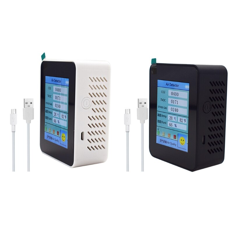 CO2 Meter Indoor Air Detector Rechargeable CO2 Tester with Carbon Dioxide TVOC Temperature Humidity Monitor 51BD