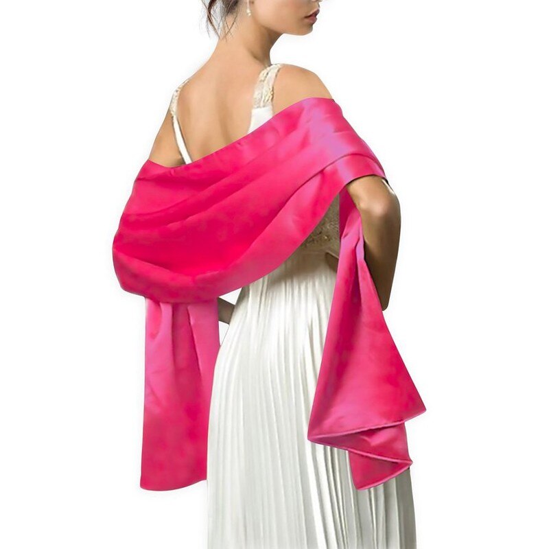 Élégante écharpe de mariage en Satin enveloppes de mariée 200*45 cm longueur châle de fête de mariage printemps nouveauté: Rose Red