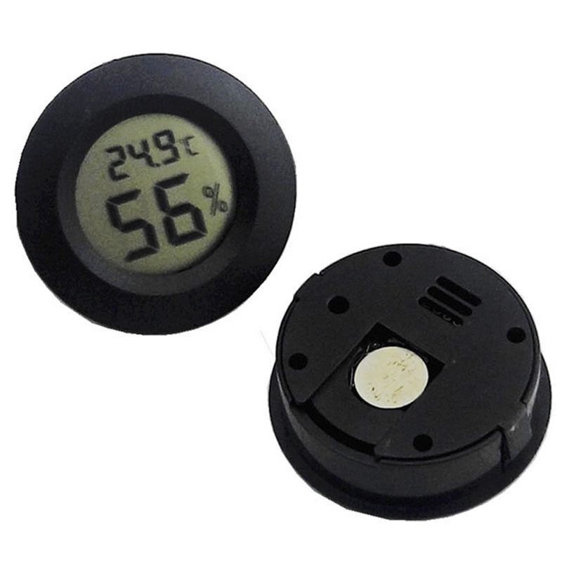 Round Digital Cigar Humidor Temperature Hygrometer Thermometer Tool Black