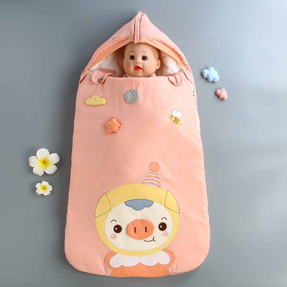 Baby Slaapzak Envelop Voor Ontlading Babyslaapzak Geïntegreerde Winter Dikkere Cartoon Katoen Anti-Kick Baby Deken: E