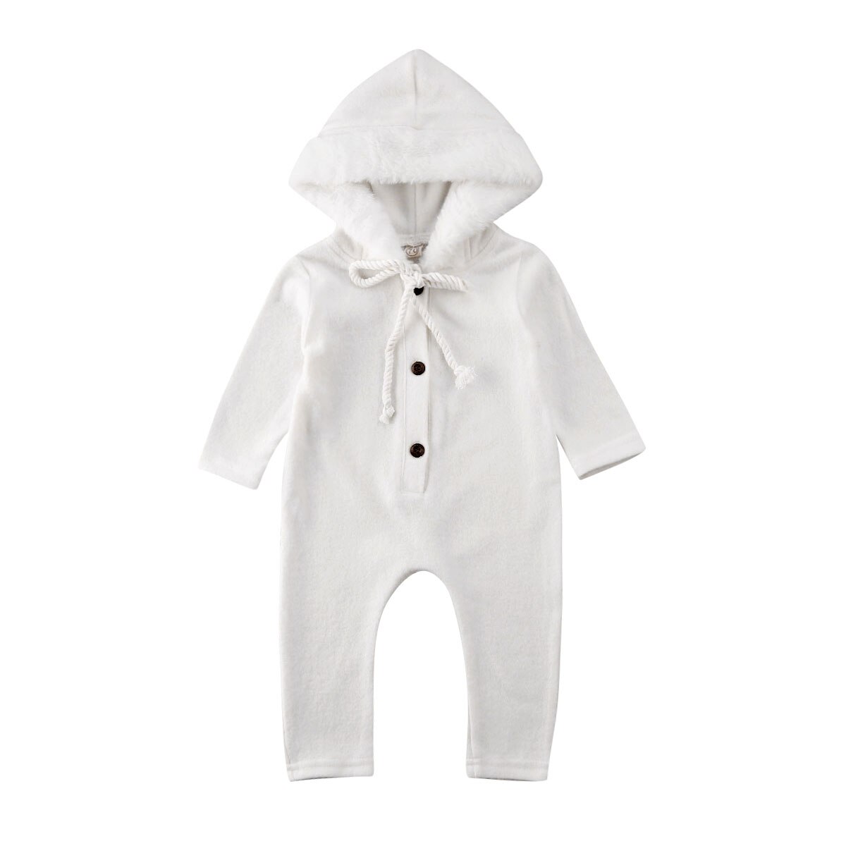Brand Winter Newborn Baby Boy Girl Long Sleeve Fur Hooded Romper Jumpsuit Playsuit Outfits Warm Clothes 0-24M: White / 24M