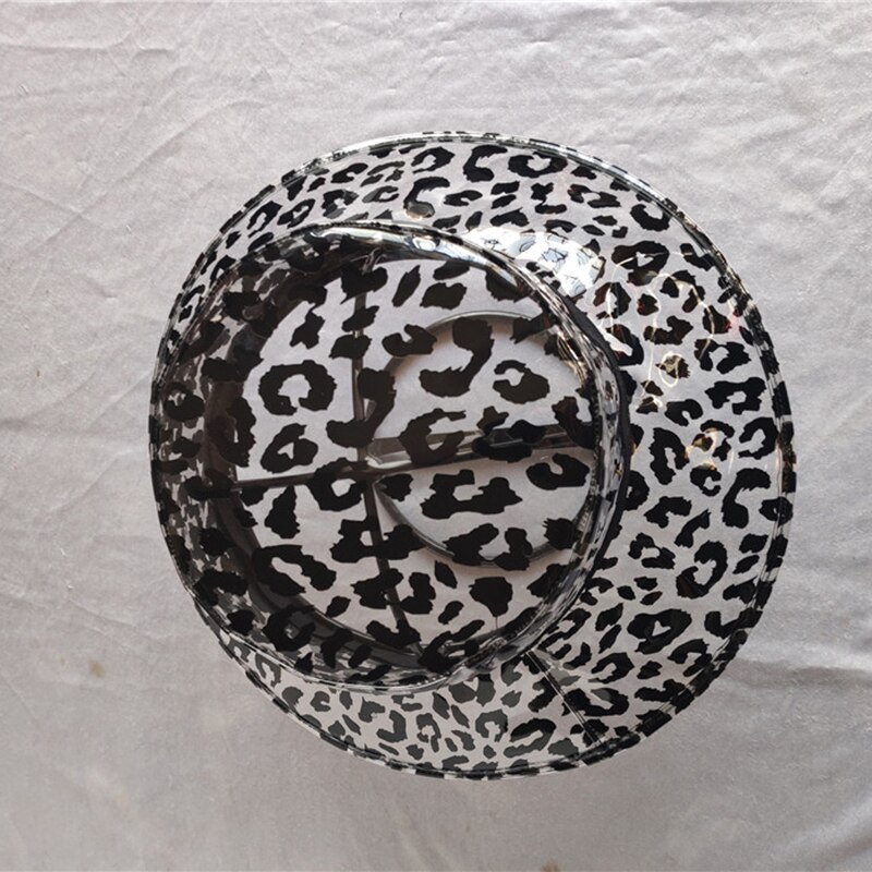 Women's Hat Summer Rainproof Hat Soft Plastic Transparent Hood Sun Visor Hat PVC Transparent Leopard Print Hat