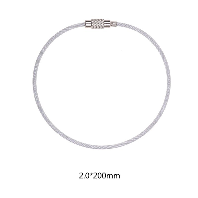 Avaimenperä tarra köysi ruostumaton teräslanka kaapeli silmukka ruuvi lukko gadget rengas avainrengas avainrengas ympyrä leirin ripustustyökalu: 6.6cm