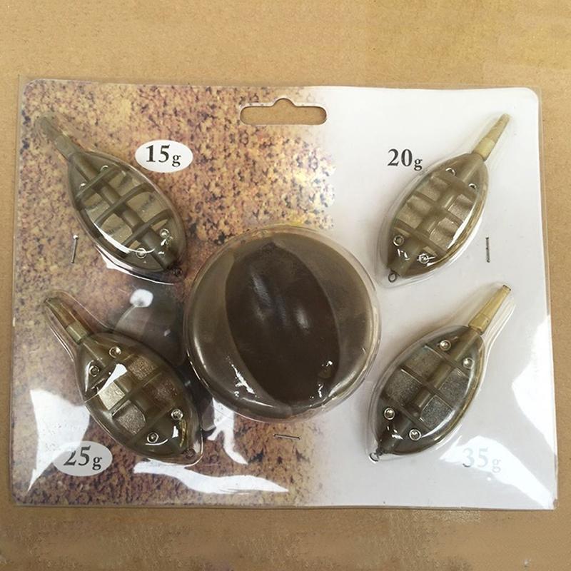 Carp Fishing Inline Method Feeder Set 4 Feeders 15/20/25/35g Moulds K9S3