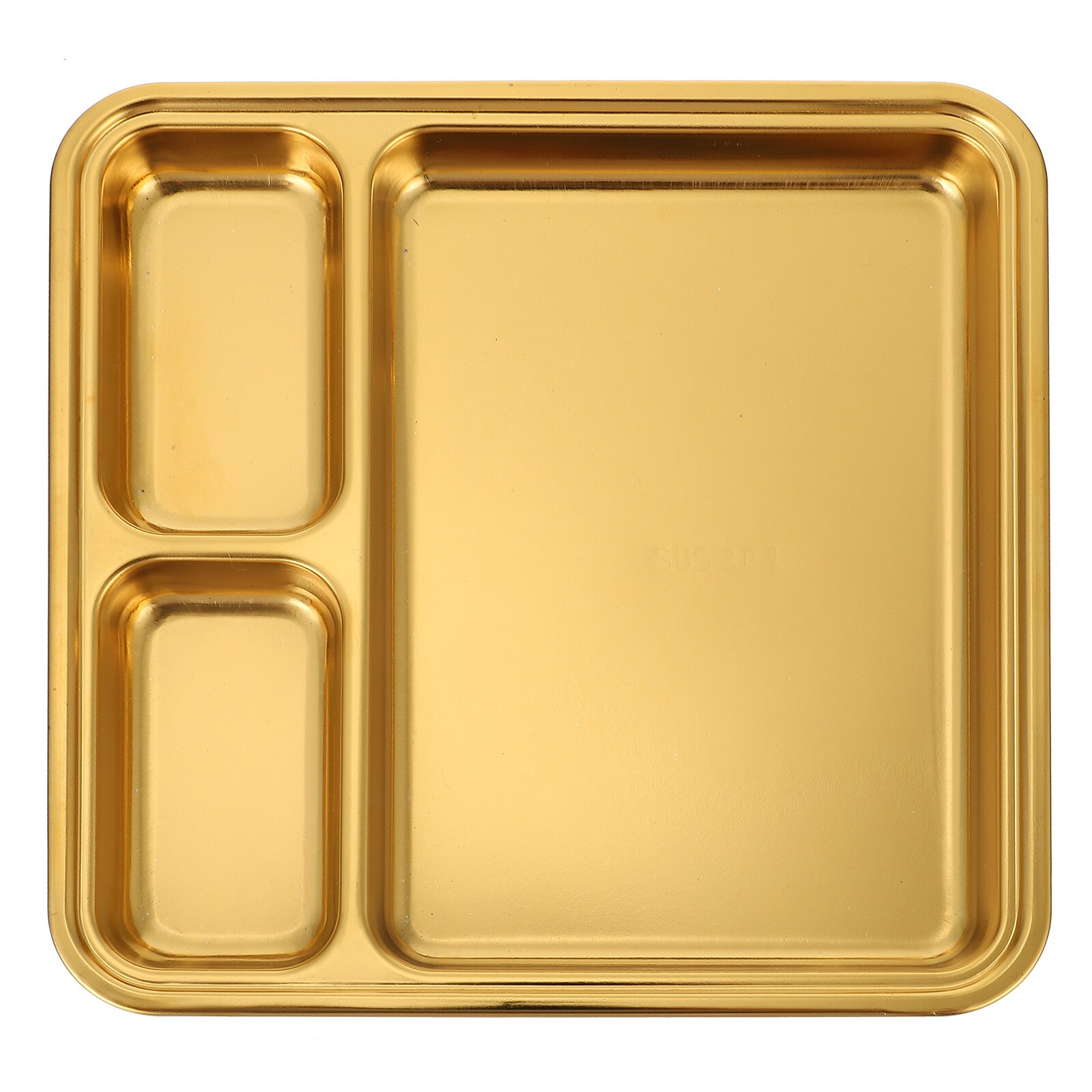 1Pc Practical Convenient Food Plate Multi-grids Barbecue Plate: Golden