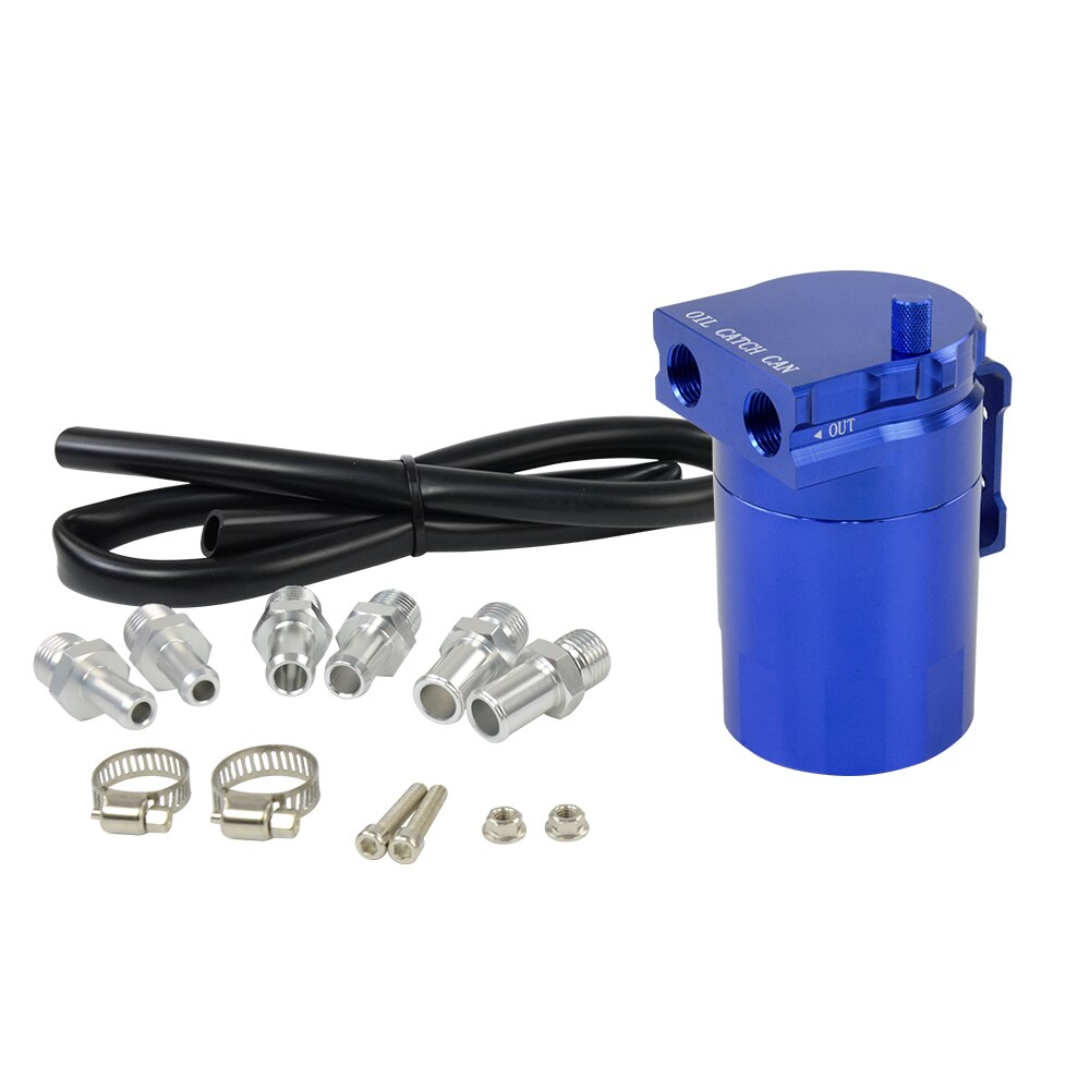 Universal Aluminum Oil Catch Can Reservoir Tank 400ml + Breather Filter WLR-TK63: Blue