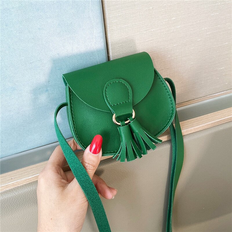 Vrouwen Handtassen Effen Kleur Zachte Ondergrond Eenvoudige Kwastje Magnetische Gesp Enkele Schouder Messenger Kleine Tas Vrouwelijke Tas: green