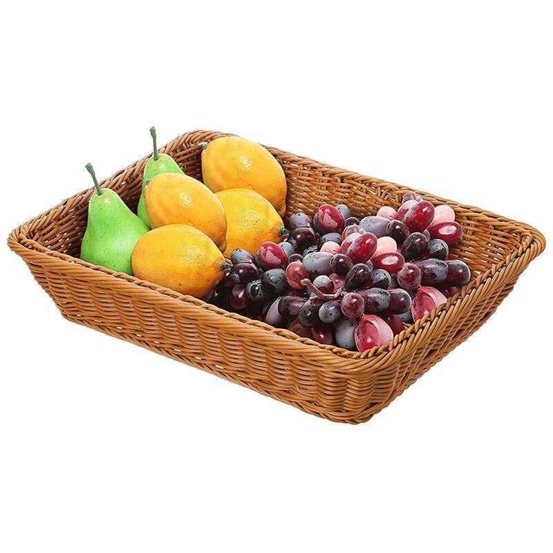 16 Inch Wicker Storage Basket,Bread Basket Shop Supermarket Display Basket Woven Food Fruit Restaurant Serving Basket