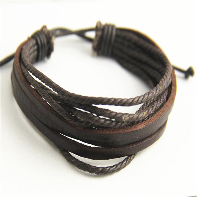 Leer Armbanden & Bangles Voor Mannen En Vrouwen Zwart En Bruin Gevlochten Touw Mode Man Sieraden: Brown