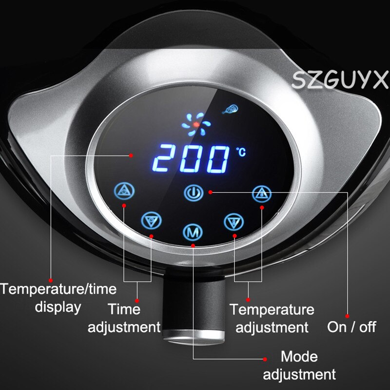 Digital LCD button multi-function household large-capacity intelligent touch screen air electric fryer automatic fries machine