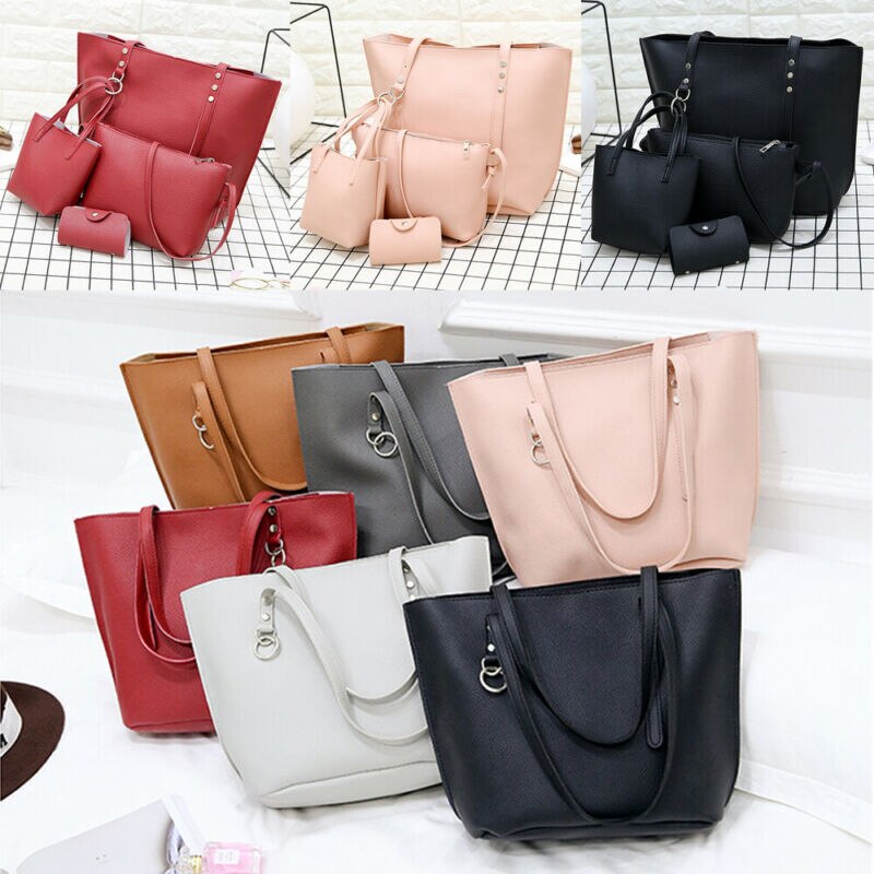 4 pçs novas bolsas femininas bolsa de ombro bolsa tote mensageiro hobo satchel saco corpo cruz