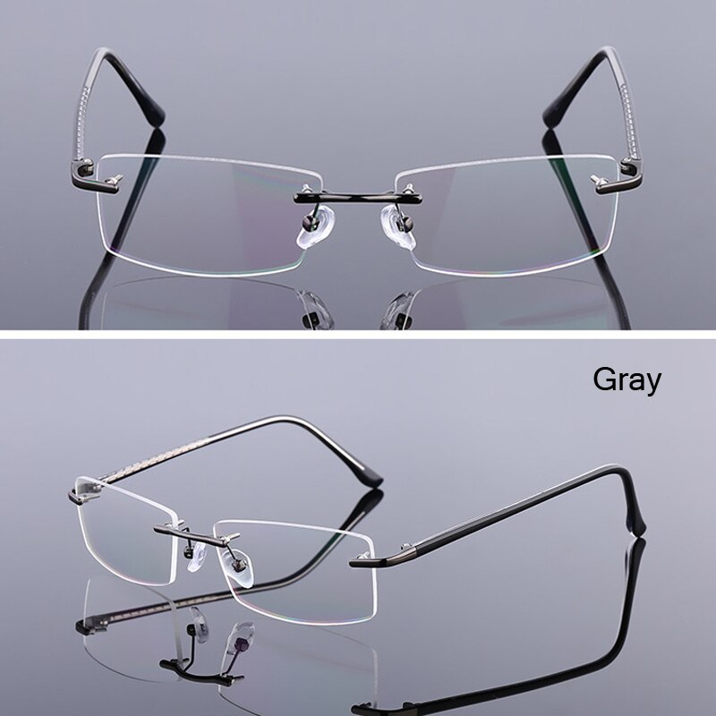 seemfly Anti-light Rimless Glasses Frame Women Vintage Classic Square Frame Titanium Men Optical Myopic Spectacle Eyewear