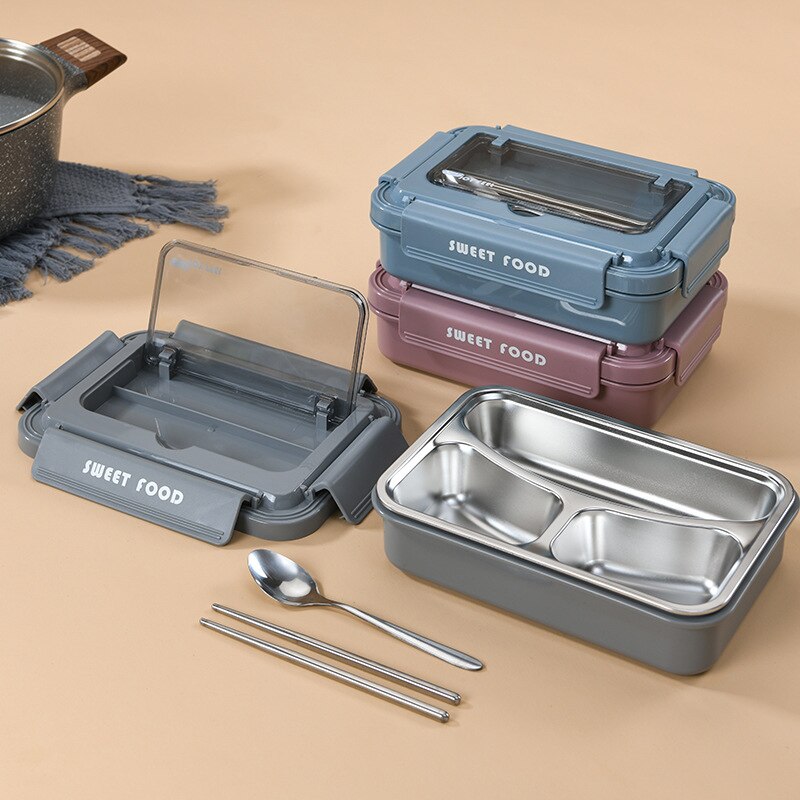 Lunch Box Bento Health Food Containers with Compartments Caixa Termica Thermos Thermal Loncheras Para Almuerzo Stainless Steel