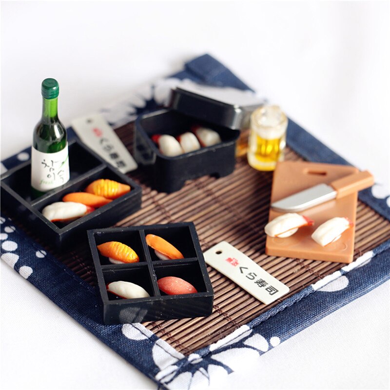 1:12 Miniature Picnic Lunch Box Japanese Style Sushi Box Cooking Utensil Toys for Dollhouse Kitchen Accessories