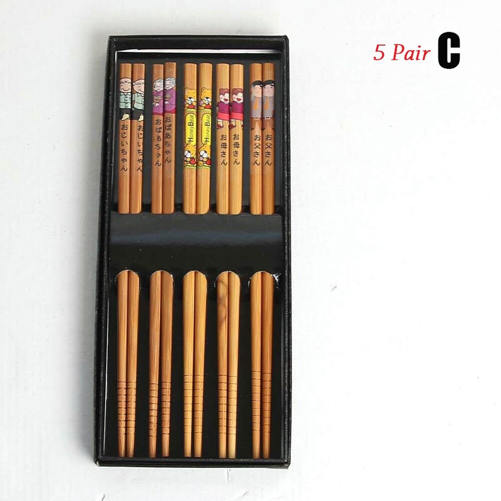1/3/5 pairs Natural Bamboo Wooden Japanese Chopsticks sushi sticks Chinese Food Chopstick Set Dinnerware: 4